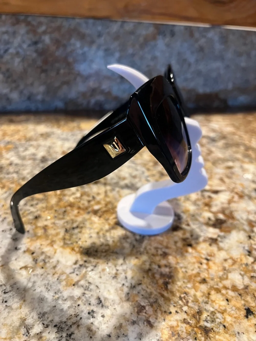 Black Oversized Square Sunglasses with Gradient Lenses